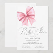 Be-editable Roze Strik Coquette Uitnodiging (Voorkant / Achterkant)