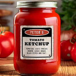 Be-editable tomatenketchup met vintage roestig bor vierkante sticker
