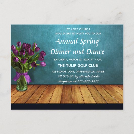 Be-editable tulpen in een pot Lente diner uitnodig Uitnodiging Briefkaart (Voorkant)