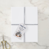 Be-editable verjaardag blauwe dirt bike cadeaulabel (Met Touw)