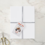 Be-editable verjaardags orange vuilnis fiets cadeaulabel (Met Touw)