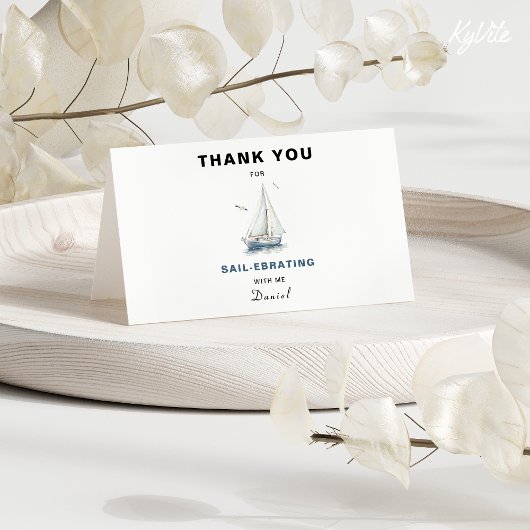 Be-editable Verjaardagskaart met zeil Thema Bedank Bedankkaart