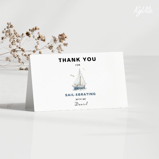 Be-editable Verjaardagskaart met zeil Thema Bedank Bedankkaart