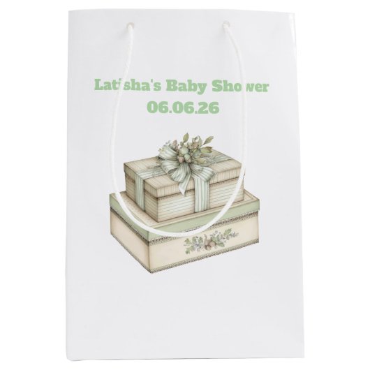 Be-editable Vintage Neutrale Baby Shower Cadeautas (Voorkant)