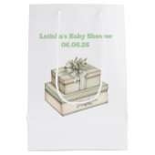 Be-editable Vintage Neutrale Baby Shower Cadeautas (Achterkant)
