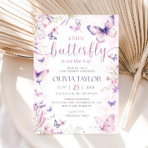 Be-editable Vlinder Baby Shower Uitnodiging, Roze