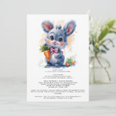 Be-editable Watercolour Konijn Babyshower Uitnodig Kaart (Staand voorkant)