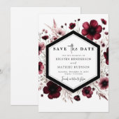 Be-editable waterverf bruine trouw save the date (Voorkant / Achterkant)
