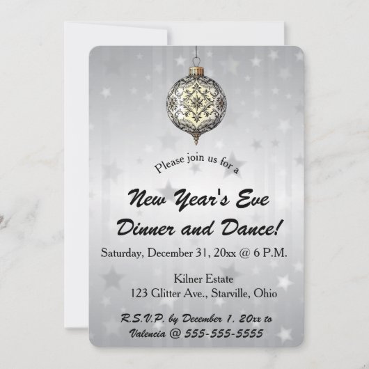 Be-editable Zwart-wit Ornament Sterren Achtergrond Kaart (Voorkant)