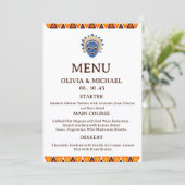 Be-editbaar Afrikaans Stam Masker Etnisch Huwelijk Menu (Staand voorkant)