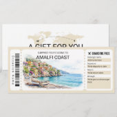 Be-editbaar Amalfi Coast Trip Instapkaart Ticket Kaart (Voorkant / Achterkant)