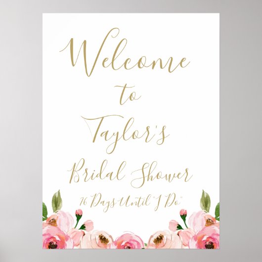 Be-editbaar bloem bruidsbruiloft welkomstbord poster (Voorkant)