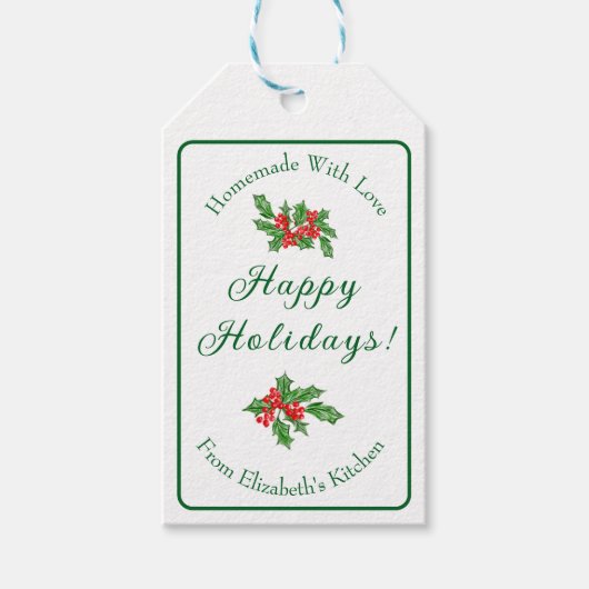 Be-editbaar Kerstbak Cadeau Groen Prettige Feestda Cadeaulabel (Voorkant)