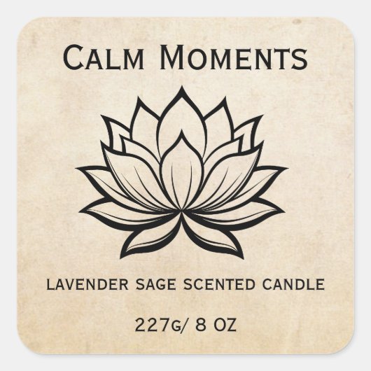 Be-editbaar Lotus Bloem Product Vierkante Sticker (Voorkant)
