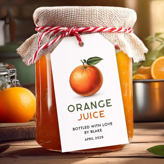Be-editbaar oranjesap-voorraadlabel cadeaulabel