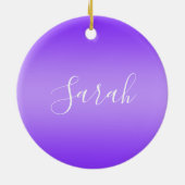 Be-editbaar Paars Violet Ombre & Witte Tekst Scrip Keramisch Ornament (Achterkant)