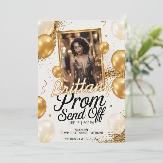 Be-editbaar Prom Afscheid Goud Glinsterend Glitter Kaart (Staand voorkant)