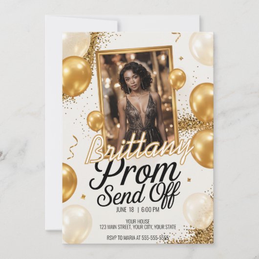 Be-editbaar Prom Afscheid Goud Glinsterende Glitte Kaart (Voorkant)