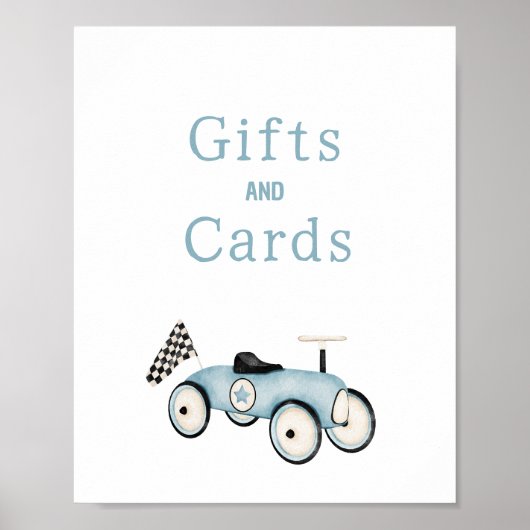 Be-editbaar Race Auto Ride-On Cadeaus Kaarten Bord Poster (Voorkant)