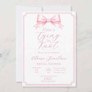 Be-editbaar Roze Elegante Strik Bruidsfeest Coquet Kaart