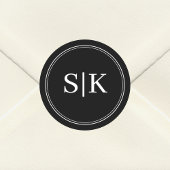 Be-editbaar zwart-wit combinatie trouwmonogram ronde sticker