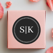 Be-editbaar zwart-wit combinatie trouwmonogram ronde sticker
