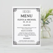 Be-editbaar Zwart & Wit Iers-Celtisch Knoop Huweli Menu (Staand voorkant)