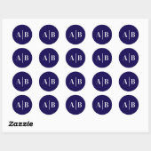 Be-editbare Achtergrondkleur Trouw Monogram Ronde Sticker (Vel)