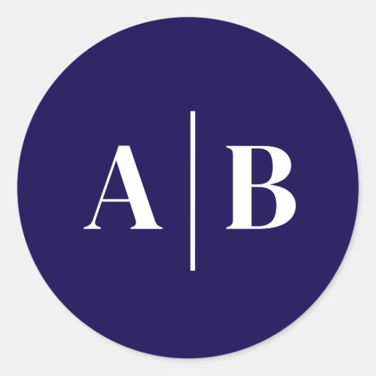 Be-editbare Achtergrondkleur Trouw Monogram Ronde Sticker (Voorkant)