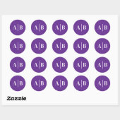 Be-editbare Achtergrondkleur Trouw Monogram Ronde Sticker (Vel)