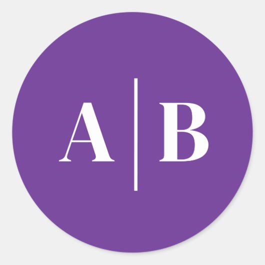 Be-editbare Achtergrondkleur Trouw Monogram Ronde Sticker (Voorkant)