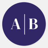 Be-editbare Achtergrondkleur Trouwmonogram Ronde Sticker (Voorkant)