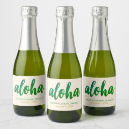 Be-editbare Aloha Tropische Bruidsdouche Mini Sparkling Wijnetiket