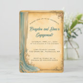 Be-editbare blauwe drapering en bloemen kaart (Staand voorkant)