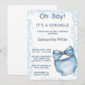 Be-editbare Blauwe Spatjes Baby Shower Kaart (Voorkant / Achterkant)
