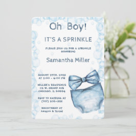 Be-editbare Blauwe Spatjes Baby Shower Kaart