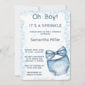 Be-editbare Blauwe Spatjes Baby Shower Kaart (Voorkant)