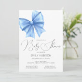 Be-editbare Blauwe Strik Coquette Uitnodiging (Staand voorkant)