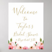 Be-editbare Bloem Bruids Borrel Ontvangstbord Poster (Voorkant)