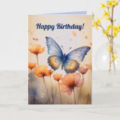 Be-editbare Bloemen en Vlinder Kaart (Gele Bloem)