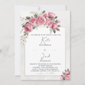 Be-editbare Blush Roze Bloemstuk Lijst Huwelijk Kaart (Voorkant)
