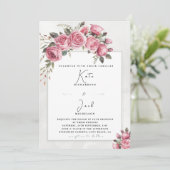 Be-editbare Blush Roze Bloemstuk Lijst Huwelijk Kaart (Staand voorkant)