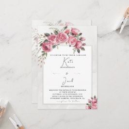 Be-editbare Blush Roze Bloemstuk Lijst Huwelijk Kaart