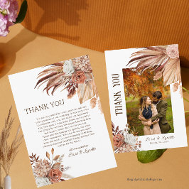 Be-editbare Boheemse Trouwfoto Bedankkaart