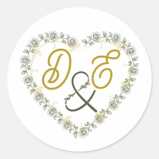 Be-editbare Boho Neutrale Trouw Monogram Sticker (Voorkant)