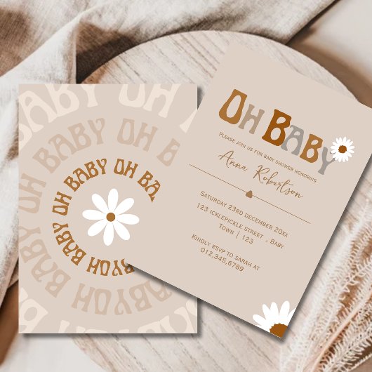Be-editbare Boho Oh Baby baby shower Kaart