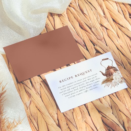 Be-editbare Boho Pampas Terracotta Bruiloftsborrel Informatiekaartje