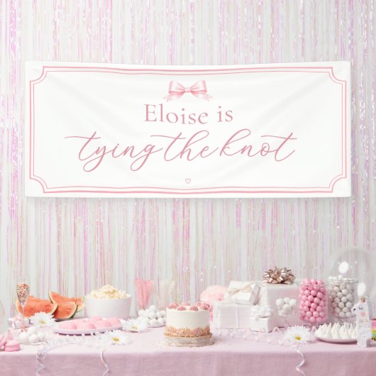 Be-editbare Bruidsfeest Roze Lint Knoop in de Draa Spandoek (Feest)