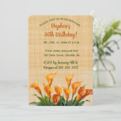 Be-editbare Calla Lelies op Beige Linnen Kaart (Staand voorkant)