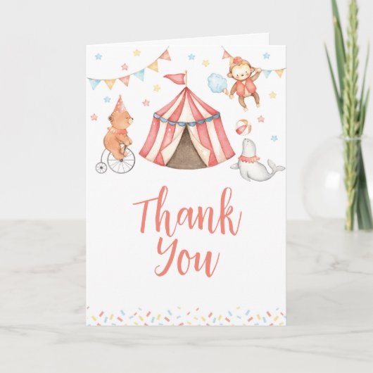 Be-editbare Circus Dier Baby Bedanktkaart Bedankkaart (Voorkant)